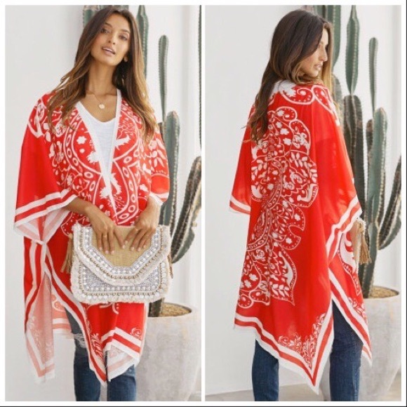 NEW‼️ Red Tokyo Medallion Kimono - kimono - Picture 1 of 4